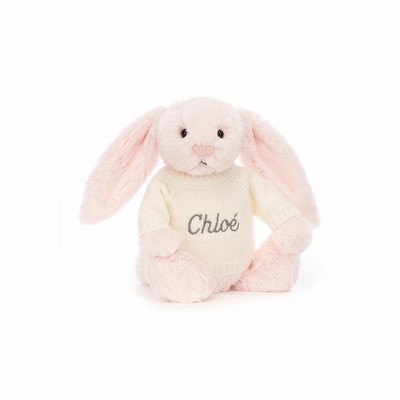 Jellycat Bashful Pink Bunny with Cream Jumper UK | 21756RGMA